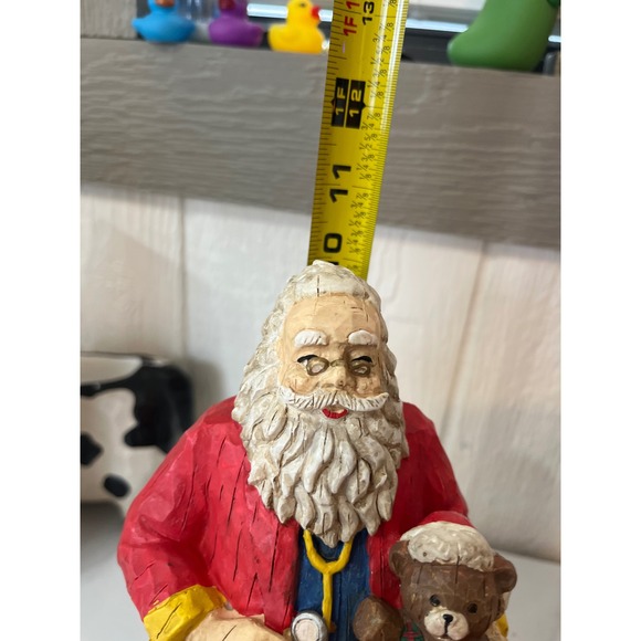 Doctor Santa Claus Figurine Holding Teddy Bear Vintage Christmas Decor